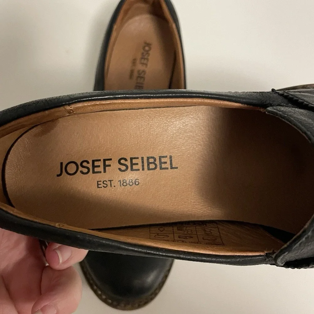 Josef Seibel Women's Sienna‎ Black Leather Penny Loafer Shoes Size 37 US 6-6.5